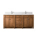 Bristol 72" Double Vanity Cabinet, Saddle Brown