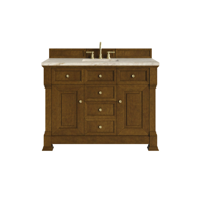 Brookfield 48" Single Vanity, Honey Oak w/ 3 CM Eternal Jasmine Pearl Silestone Top