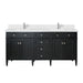 Brittany 72" Double Vanity, Black Onyx w/ Single Hole 3 CM White Zeus Silestone Top & Backsplash
