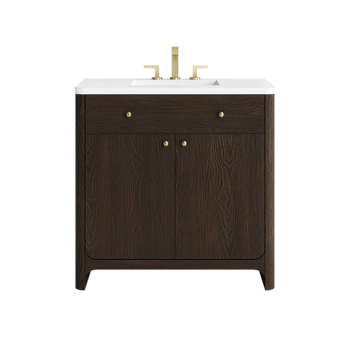 Gracyn 36" Single Vanity, Sable, w/ 3 CM White Zeus Quartz Widespread Top