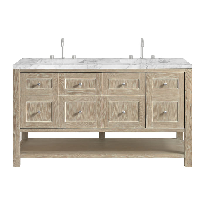 Breckenridge 60" Double Vanity, Smokey Celadon, w/ 3 CM Tajnar Eclos Top w/FreePower Wireless Charger