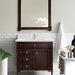 James Martin Brittany 36" Single Bathroom Vanity in Burnished Mahogany, shown in a bathroom setting