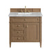 Brittany 36" Single Vanity, Pecan w/ 3 CM Carrara Marble Top