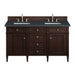 Brittany 60" Double Vanity, Burnished Mahogany w/ Single Hole 3 CM White Zeus Silestone Top & Backsplash