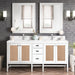 James Martin Addison 72" Double Bathroom Vanity in Glossy White, shown in a bathroom setting