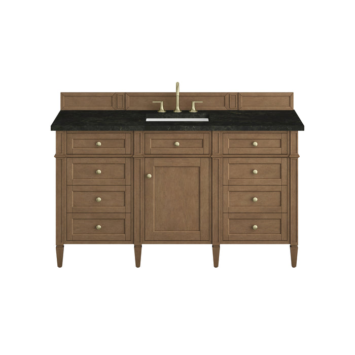Brittany 60" Single Vanity, Bright White w/ 3 CM White Zeus Silestone Top