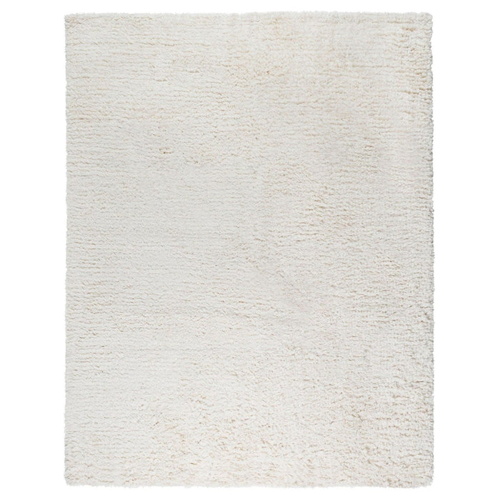 Pasargad Home Paris Shag Collection Hand-Woven Poly & Cotton Area Rug- 5' 0" X 8' 0" , Ivory/Ivory ppsr-13121 5x8