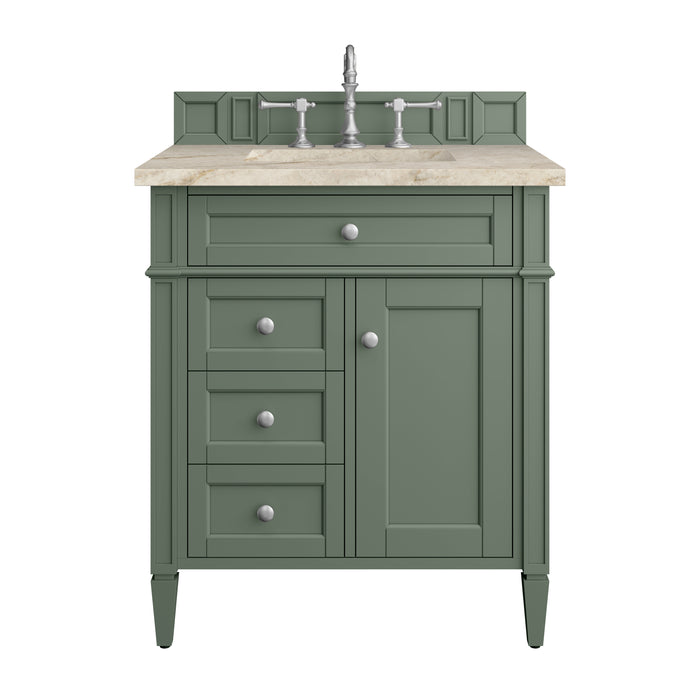 Brittany 30" Single Vanity, Smokey Celadon, w/ 3 CM Tajnar Eclos Top