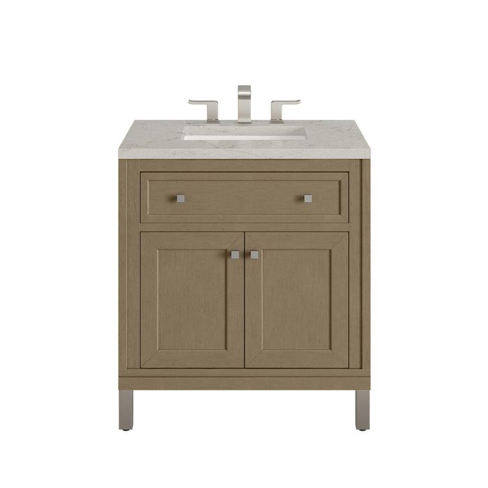 Chicago 30" Single Vanity, Walnut Whisper, w/ 3 CM Victorian Silver Silestone® Top