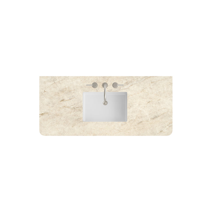 48" Single Radius Cut Top, Widespread 3CM Tajnar Eclos w/ Sink