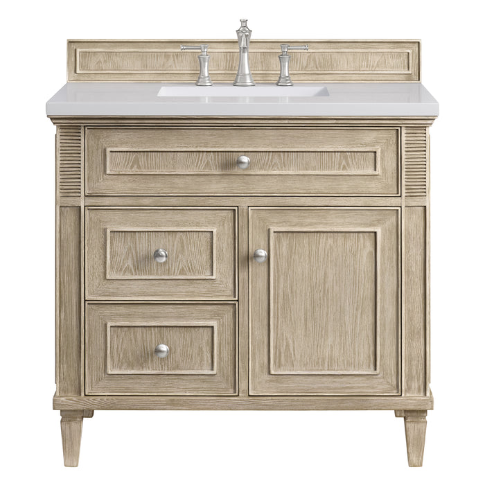 Lorelai 36" Single Vanity, Whitewashed Oak w/ 3 CM White Zeus Silestone Top