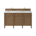 Brittany 60" Double Vanity in Bright White, w/ 3 CM Tajnar Eclos Top w/FreePower Wireless Charger