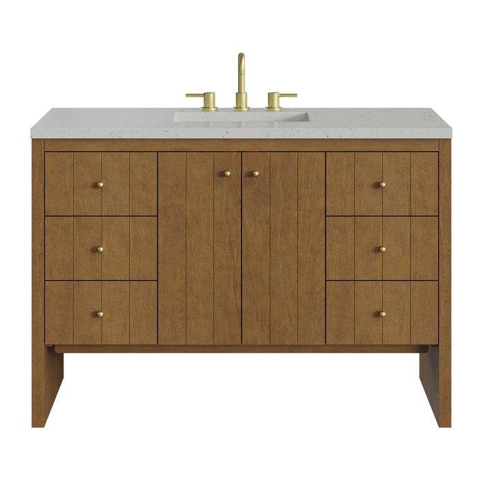 Hudson 48" Single Vanity, Honey Oak w/ 3 CM Lime Delight Silestone Top