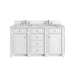 Bristol 60" Double Vanity, Bright White w/ 3 CM Carrara Marble Top