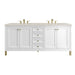 Chicago 72" Double Vanity, Glossy White, w/ 3 CM Siberian Silestone Top
