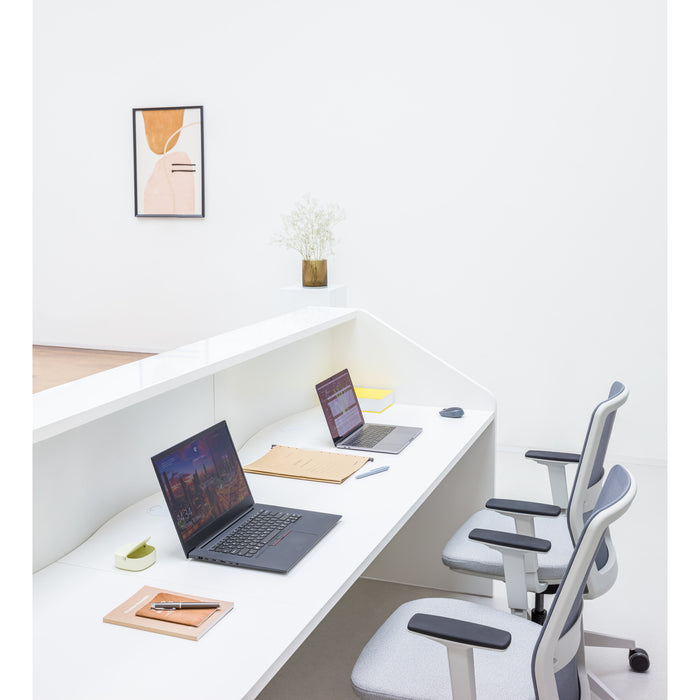 MDD Wave Modern Reception Desk Organic Front - Straight 90.7" x 30.3" LUV15