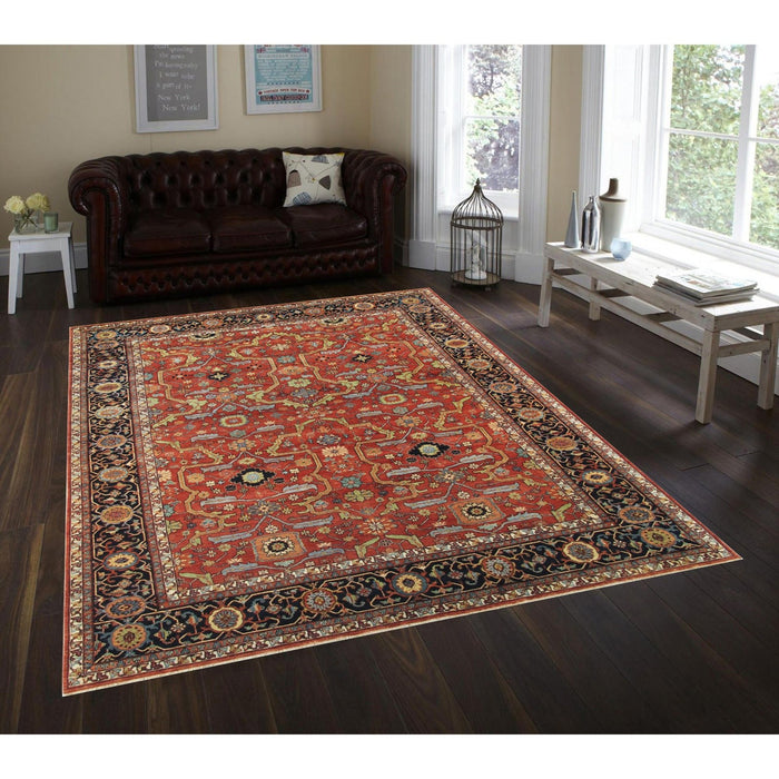 Pasargad Home Denver Hand-Knotted Rust Wool Area Rug- 9' 3" X 12' 0" ps-36 9x12