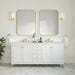 Chicago 72" Double Vanity, Walnut Whisper, w/ 3 CM Tajnar Eclos Top