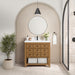 James Martin Malibu 36" Single Bathroom Vanity in Amber Birch, shown in a bathroom setting