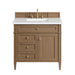 Brittany 36" Single Vanity, Pecan w/ 3 CM White Zeus Silestone Top