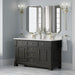 Brookfield 60" Double Vanity, Pecan w/3 CM Carrara White Marble Top
