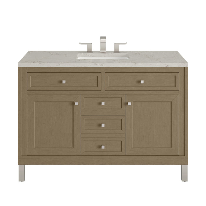 Chicago 48" Single Vanity, Smokey Celadon, w/ 3 CM Tajnar Eclos Top w/FreePower Wireless Charger