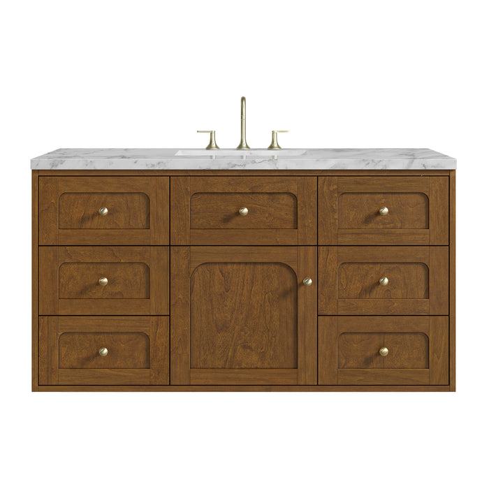Laurent 48" Single Vanity, Light Natural Oak w/ 3 CM White Zeus Top