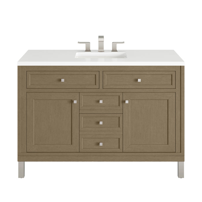 Chicago 48" Single Vanity, Smokey Celadon, w/ 3 CM Victorian Silver Silestone® Top w/FreePower Wireless Charger