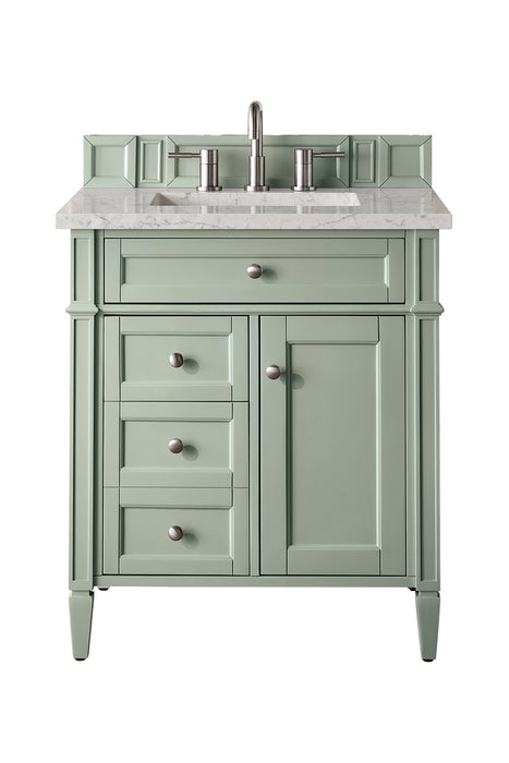 Brittany 30" Single Vanity, Sage Green, w/ 3 CM Eternal Jasmine Pearl Silestone Top
