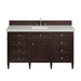 Brittany 60" Single Vanity, Burnished Mahogany w/ 3 CM Eternal Jasmine Pearl Silestone Top