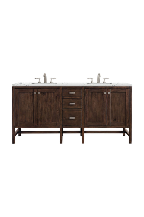 Addison 72" Double Vanity, Mid-Century Acacia w/ 3 CM Ethereal Noctis Silestone Top