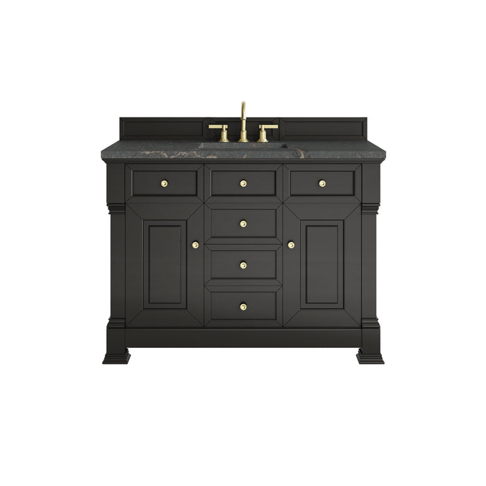 Brookfield 48" Single Vanity, Black Onyx w/ 3 CM Parisien Bleu Silestone Top