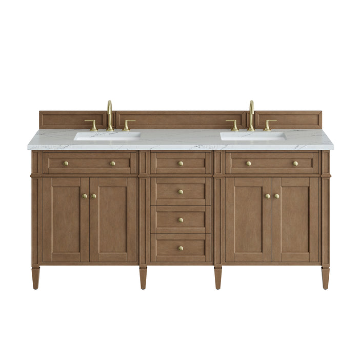 Brittany 72" Double Vanity in Bright White, w/ 3 CM Siberian Silestone Top