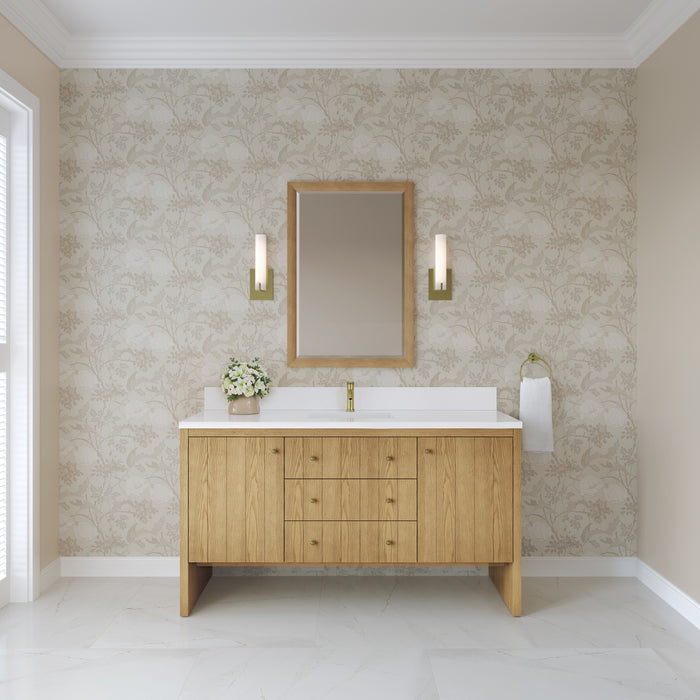 James Martin Hudson 60" Single Bathroom Vanity in Light Natural Oak, shown in a bathroom setting