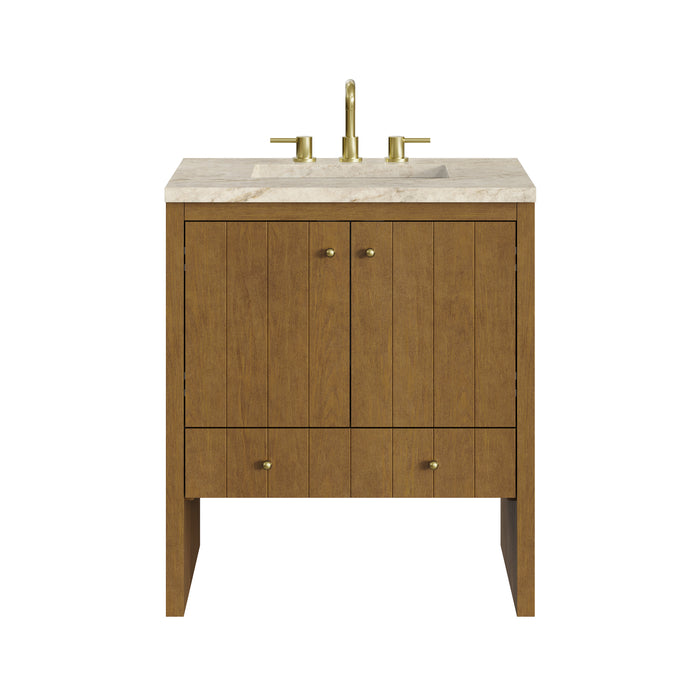 Hudson 30" Single Vanity, Honey Oak w/ 3 CM Tajnar Eclos Top