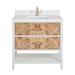 Olena 36" Single Vanity, Light Mappa Burl and Polished White w/ Single Hole 3 CM White Zeus Silestone Top & Backsplash
