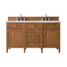 Brittany 60" Double Vanity, Saddle Brown w/ 3 CM White Zeus Silestone Top