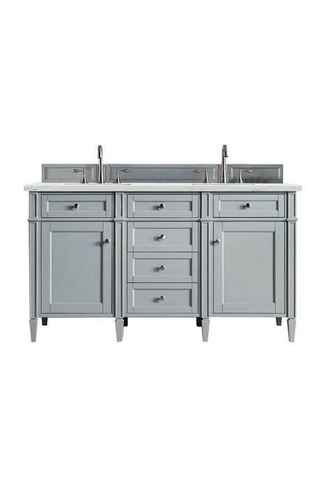 Brittany 60" Double Vanity, Urban Gray w/ 3 CM Ethereal Noctis Silestone Top