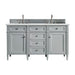 Brittany 60" Double Vanity, Urban Gray w/ 3 CM Ethereal Noctis Silestone Top