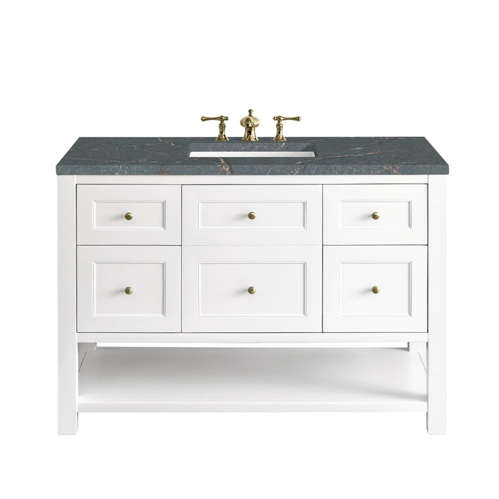 Breckenridge 48" Single Vanity, Bright White w/ 3 CM Parisien Bleu Top