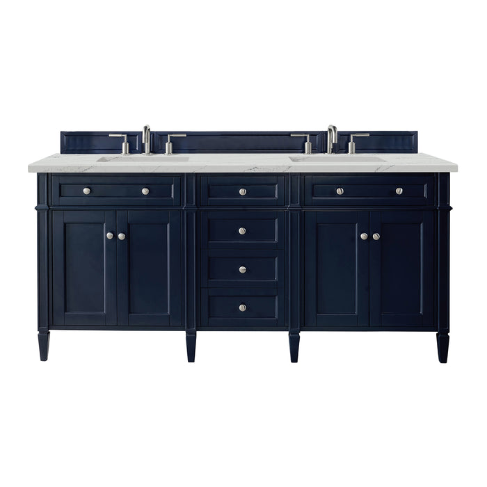 Brittany 72" Double Vanity, Urban Gray w/ 3 CM Victorian Silver Silestone Top