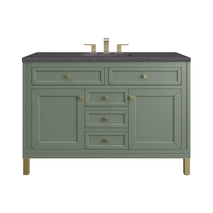 Chicago 48" Single Vanity, Glossy White, w/ 3 CM Tajnar Eclos Top w/FreePower Wireless Charger