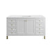 Chicago 60" Single Vanity, Glossy White, w/ 3 CM White Zeus Silestone® Top