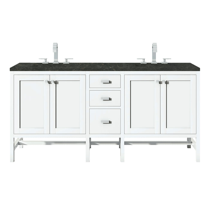 Addison 72" Double Vanity, Glossy White, w/ 3 CM Phantome Eclos Top