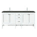 Addison 72" Double Vanity, Glossy White, w/ 3 CM Phantome Eclos Top