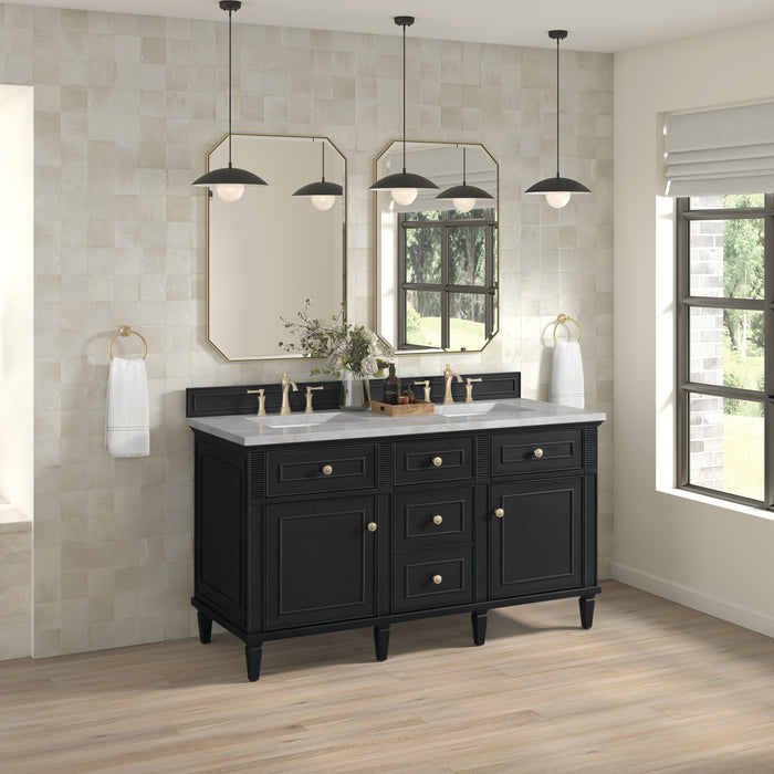 Lorelai 60" Double Vanity, Whitewashed Oak w/ 3 CM White Zeus Silestone Top