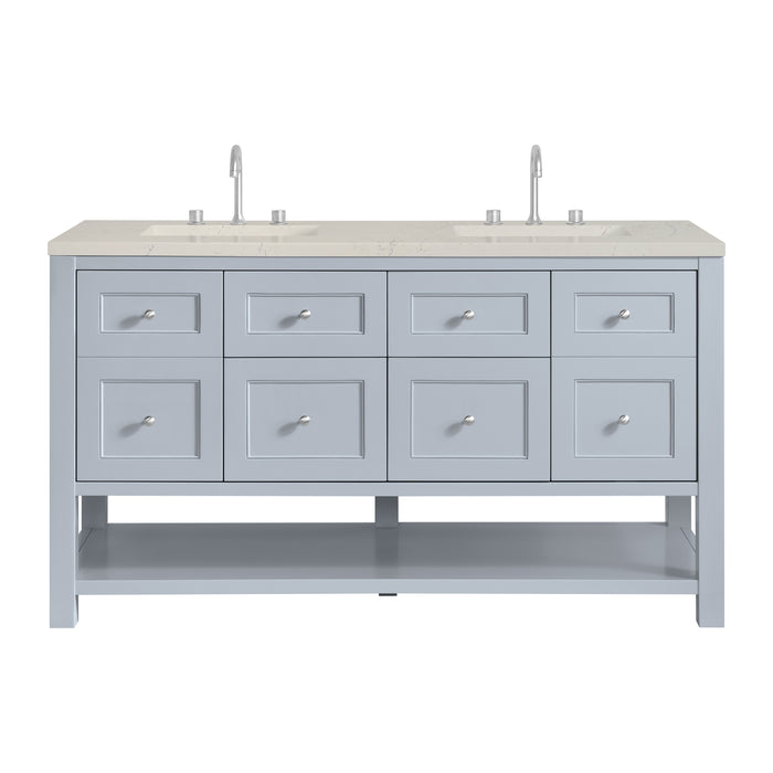 Breckenridge 60" Double Vanity, Smokey Celadon, w/ 3 CM Siberian Silestone Top