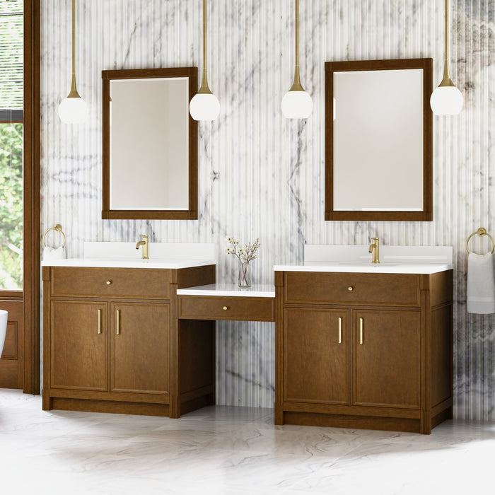 James Martin Vanities Bellshire 96" Dual Vanity Set with 24" Make-Up Counter