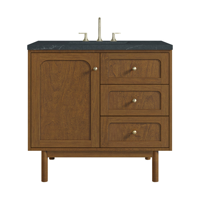Laurent 36" Single Vanity, Honey Oak w/ 3 CM Charcoal Soapstone Silestone Top
