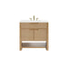 Solene 36" Single Vanity, Seaside Oak, w/ Single Hole 3 CM White Zeus Quartz Top & Backsplash
